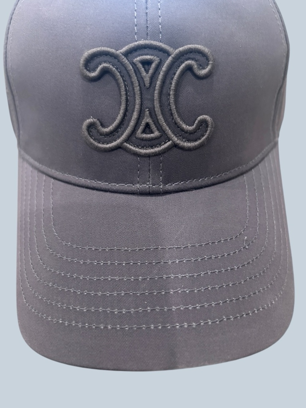 Celine Blue Grey Logo Baseball Cap with Gold Buckle - Picture 2 of 4